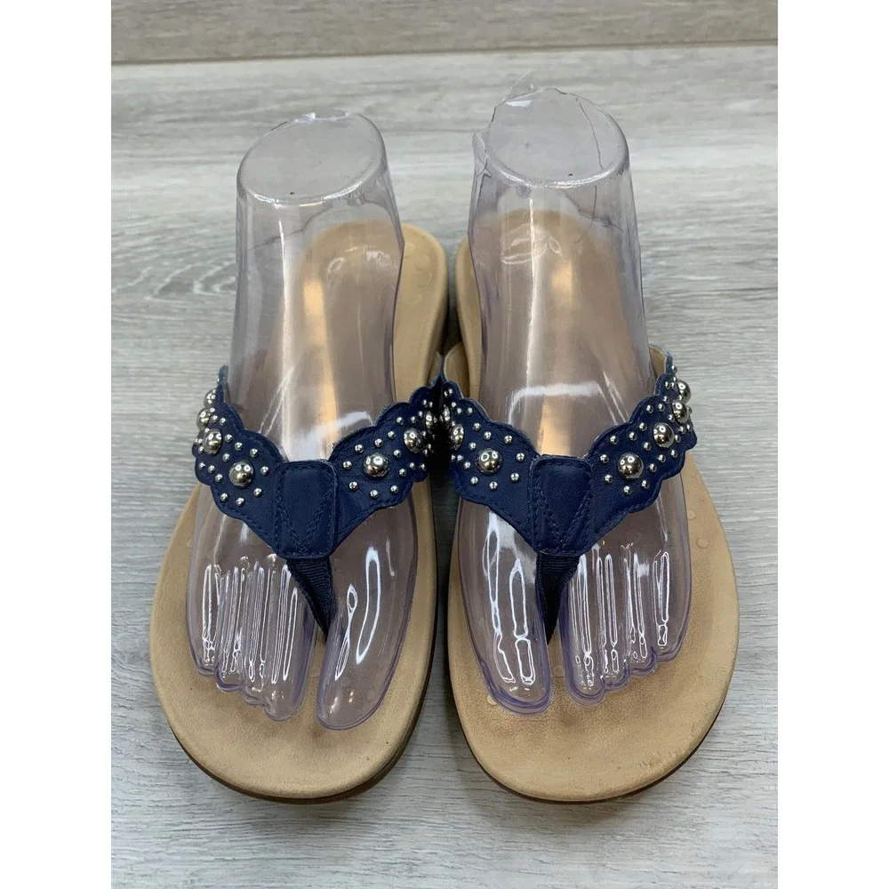 Vionic Starley Women's Blue Studded Thong Sandals 7.5 Casual Comfort Shoes - Picture 2 of 10